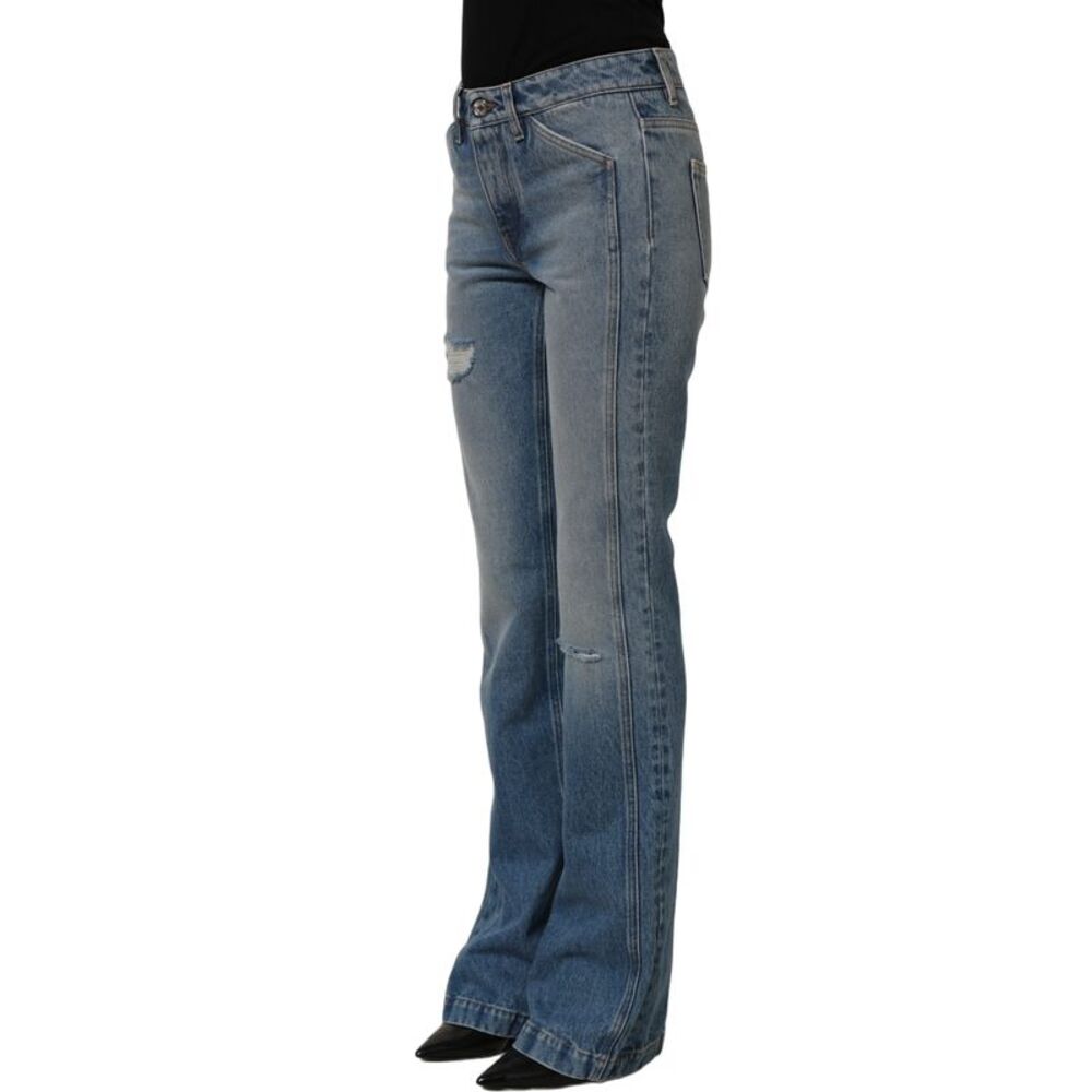 Dolce & Gabbana Blue Cotton Boot Cut Denim Trouser Women's Jeans